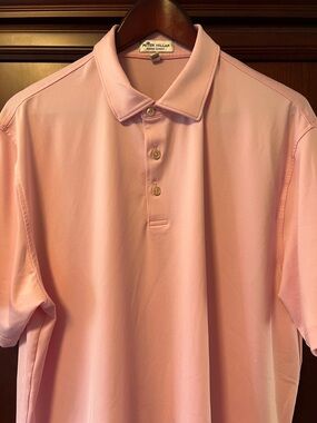 Like New Peter Millar Summer Comfort Stretch Light Pink Luxurious soft Golf Polo
